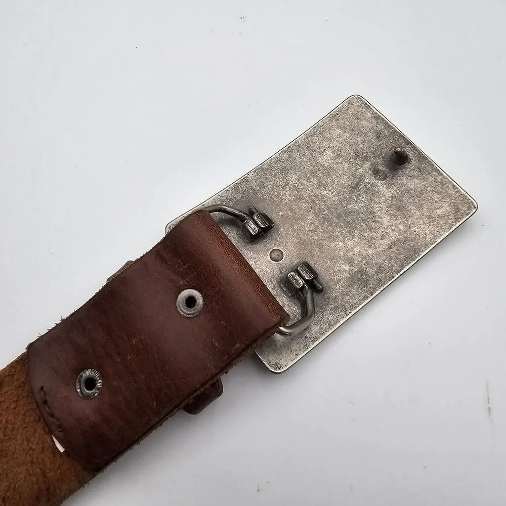 American Eagle Mt. High Belt Buckle Brown Leather Waist 34-38‎ Cowboy Western